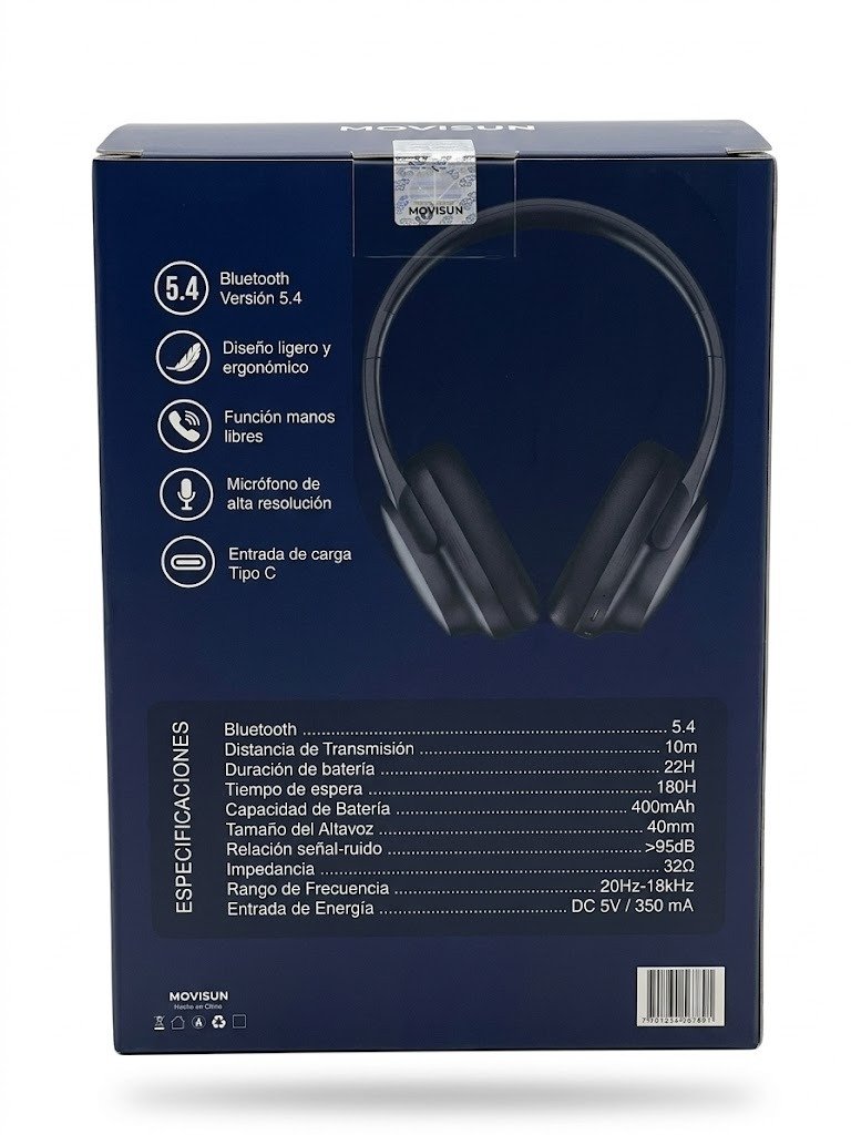 Audífonos Bluetooth Movisun k7 Negro
