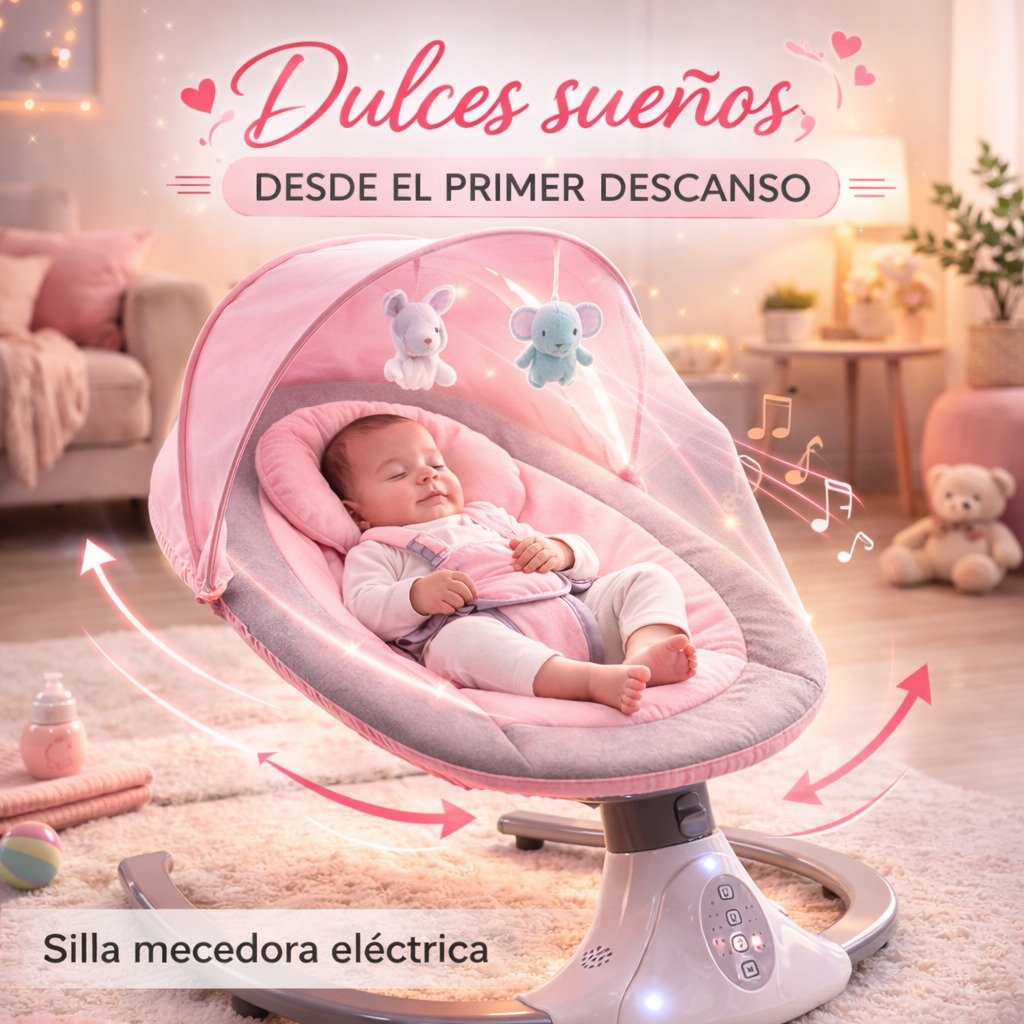 SILLA MECEDORA MUSICAL PARA BEBES +PLATO
